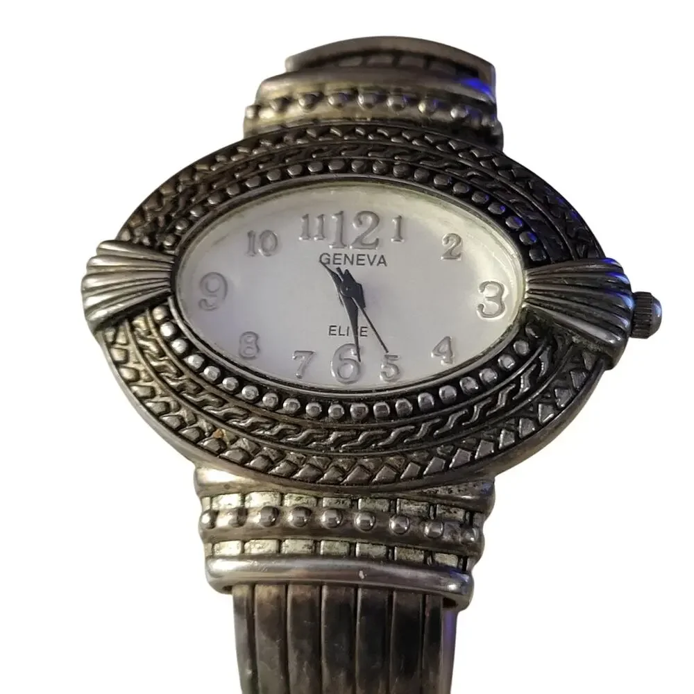 Geneva Elite Women Cuff Watch‎ beautifully detailed classic old styled BOHO Y2K